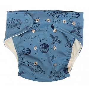 Mamatti Látková plenka EKO sada - kalhotky + 2 x plenka, Vesmír, vel. 5 - 14 kg, modrá
