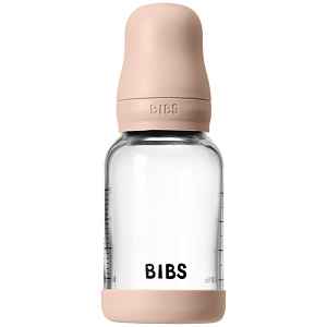 BIBS Baby Glass Bottle Silicone antikoliková láhev se silikonovým pítkem Blush 1 ks
