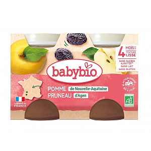 BABYBIO příkrm jablko se sušenou švestkou 2x130 g