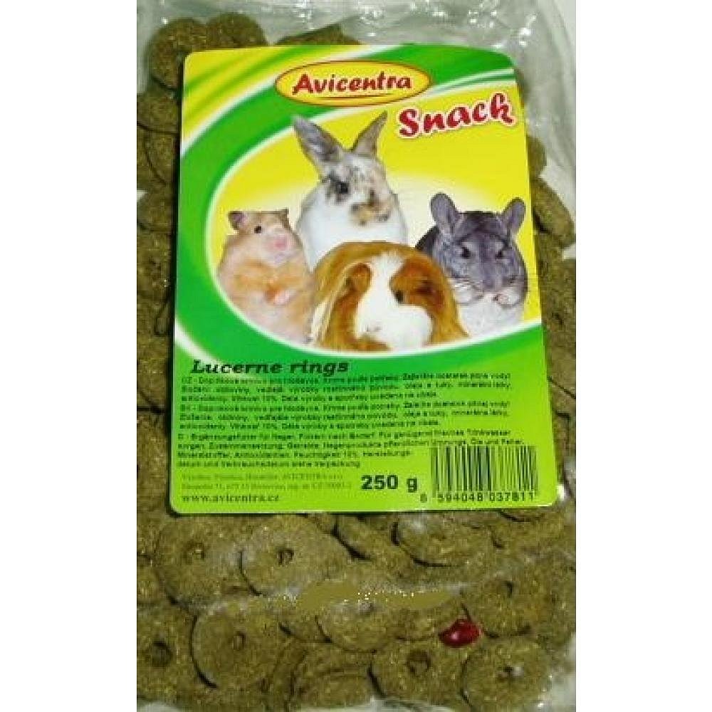 Avicentra kroužky s vojtěškou pro hlodavce 250g