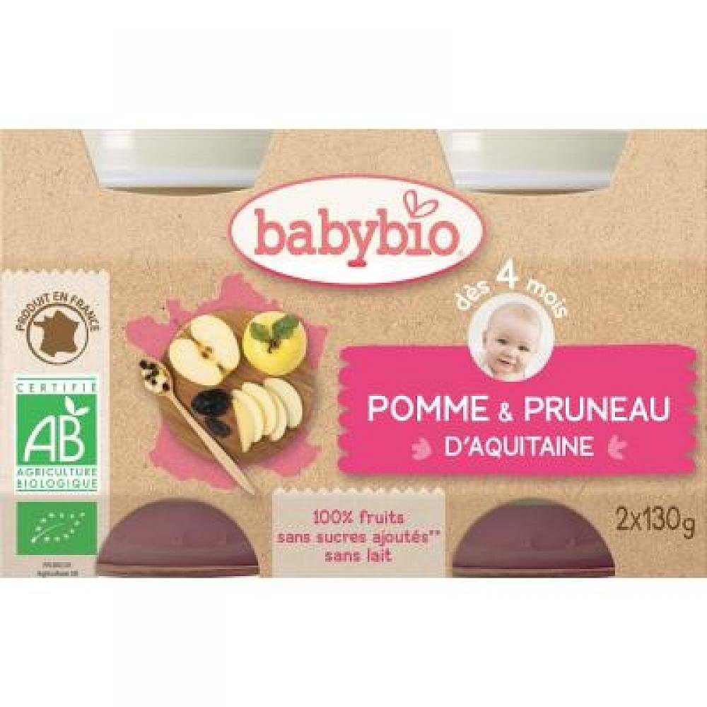 BABYBIO příkrm jablko se sušenou švestkou 2x130 g