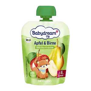 Babydream BIO ovocný příkrm jablko a hruška 90 g
