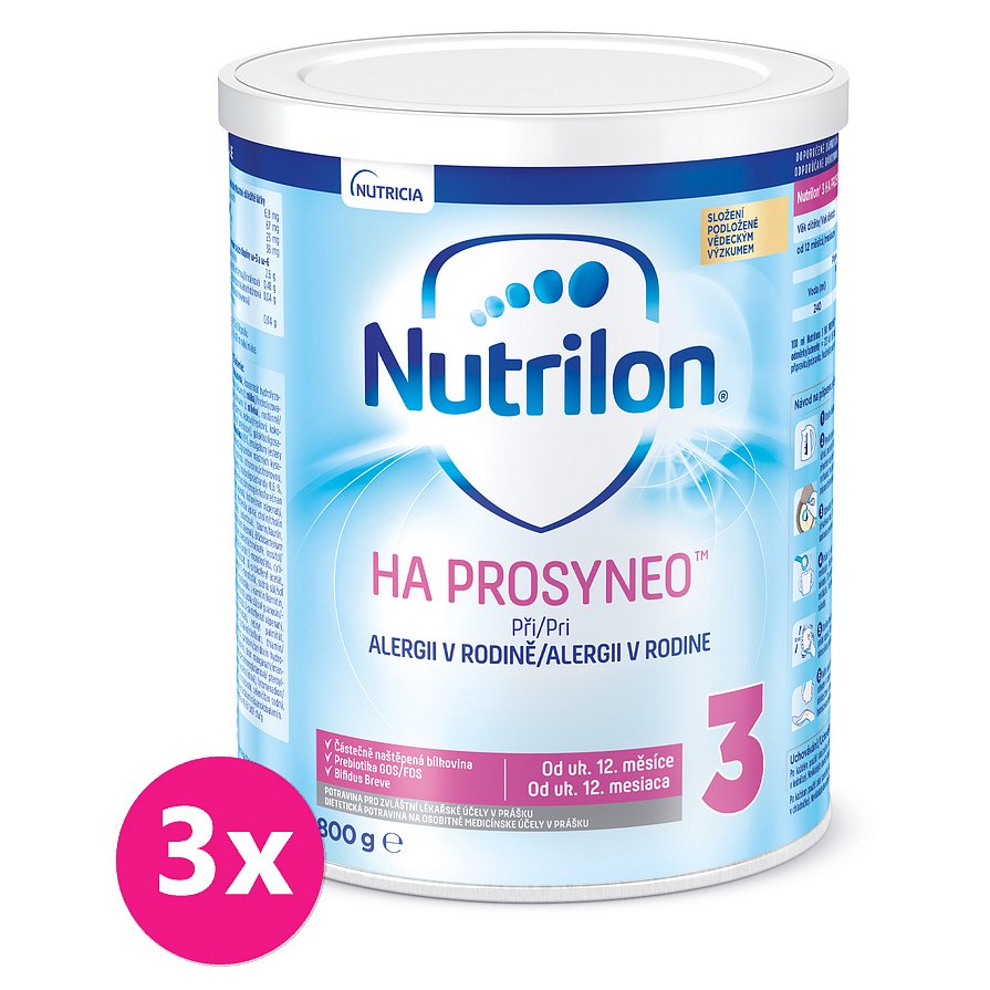 3x NUTRILON 3 HA Prosyneo (800 g) 12+ - speciální mléko pro malé děti