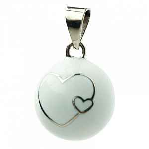 Bola těhotenská rolnička ESSENTIALS White 2 hearts