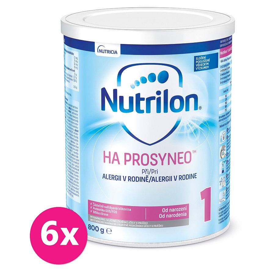 6x NUTRILON 1 HA Prosyneo (800 g) 0+ - speciální počáteční kojenecké mléko
