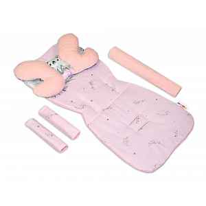 Baby Nellys Oboustranný 5-ti dílný komplet do kočárku Velvet, - Medvídek Koala, růžová