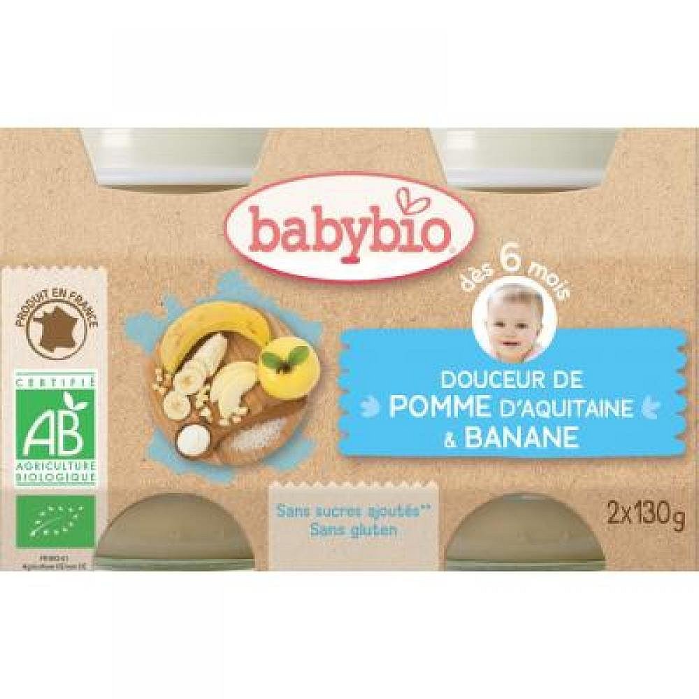 Bohemia Organics BABYBIO,2x130g, jablko s banánem