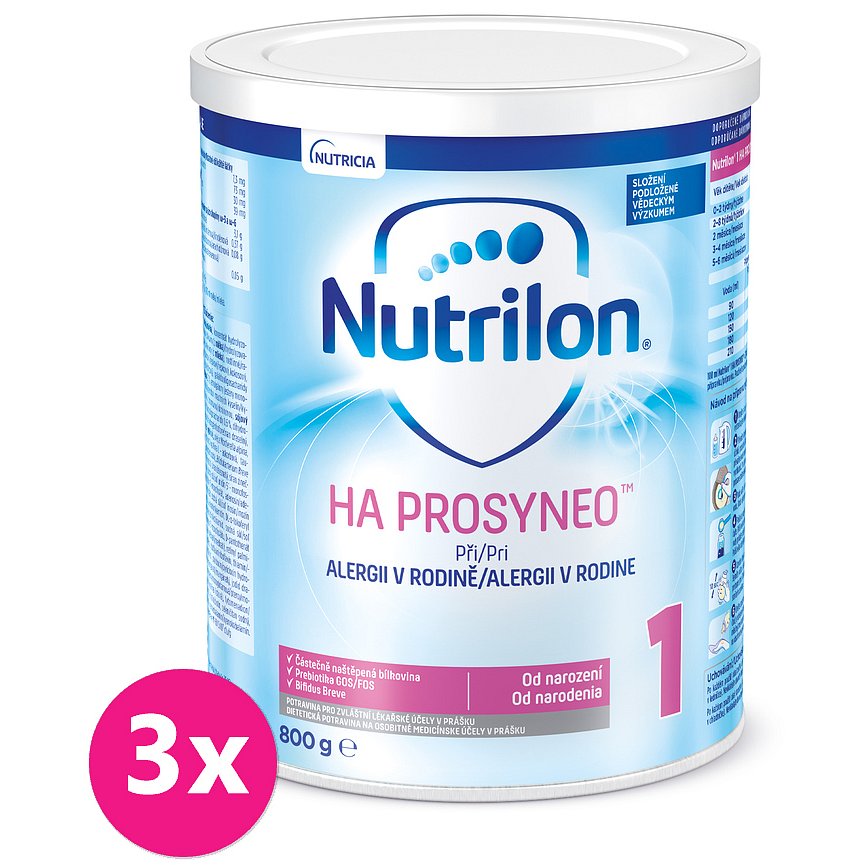 3x NUTRILON 1 HA Prosyneo (800 g) 0+ - speciální počáteční kojenecké mléko