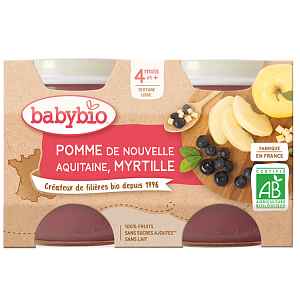 BABYBIO příkrm jablko a borůvky 2x130 g