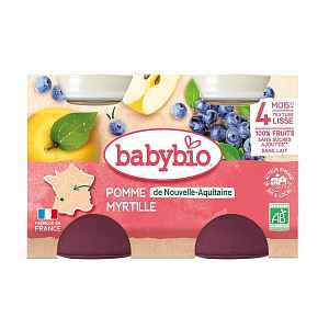 BABYBIO příkrm jablko a borůvky 2x130 g