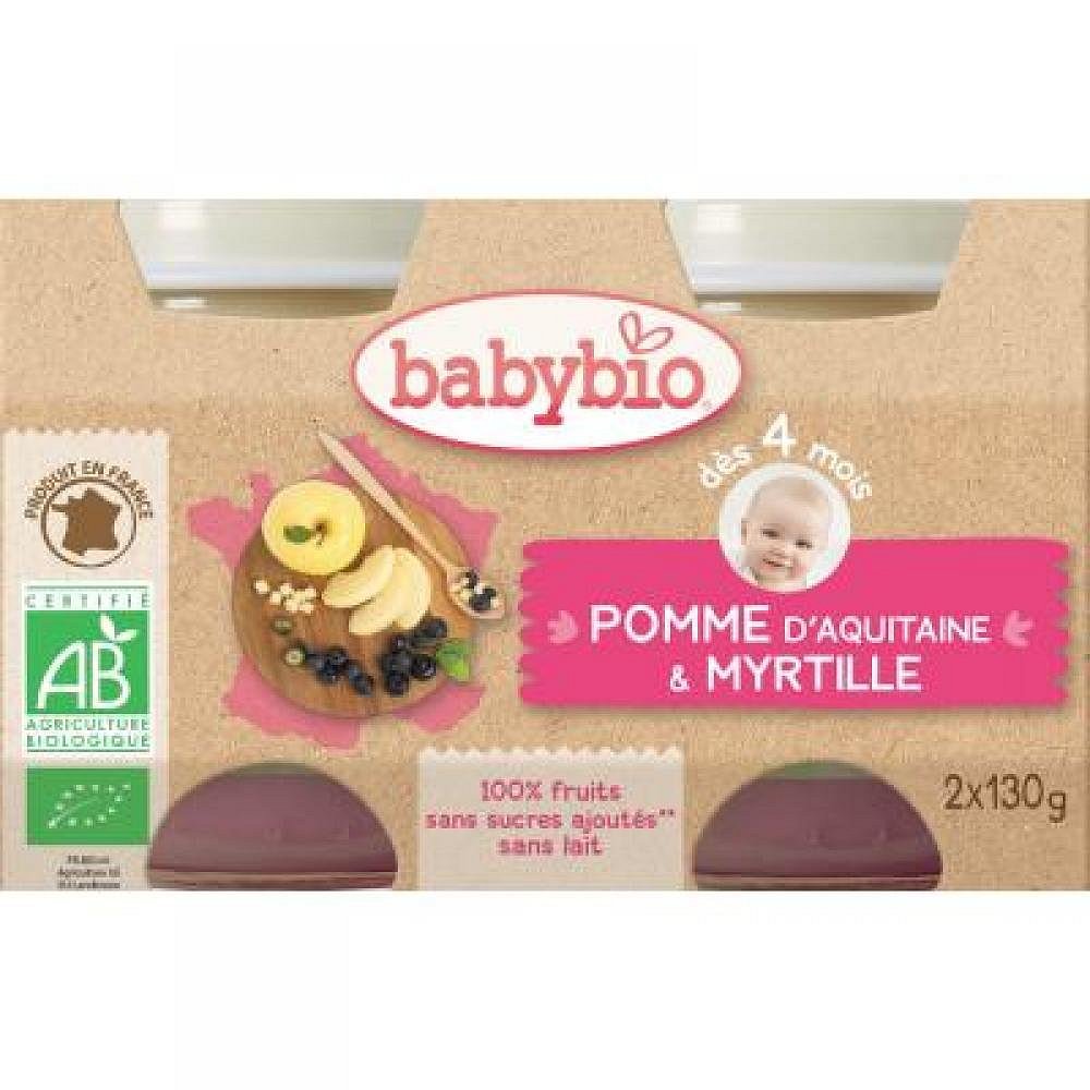 BABYBIO příkrm jablko a borůvky 2x130 g