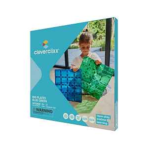 Cleverclixx Magnetická stavebnice - Big Plates Blue Green - 2 ks