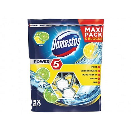 DOMESTOS Power 5 Lime tuhý WC blok 5x55 g