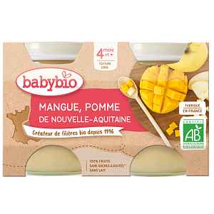 Babybio ovocný příkrm jablko, mango 2 x 130 g