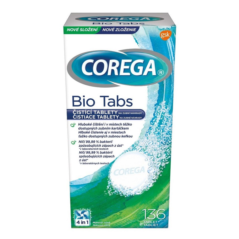 Corega Bio Tabs čisticí tablety 136ks - II.jakost