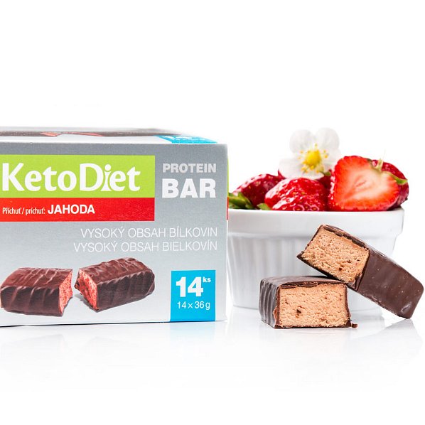 KetoDiet Proteinové tyčinky příchuť jahoda 14ks