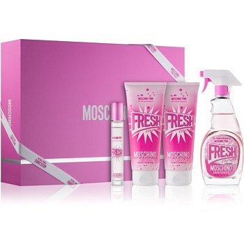 Moschino Fresh Couture Pink dárková sada II.  toaletní voda 100 ml + sprchový a koupelový gel 100 ml + tělové mléko 100 ml + roll-on 10 ml