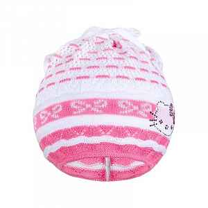 New Baby Pletená čepička-šátek  kočička růžová, vel. 104 (3-4r)