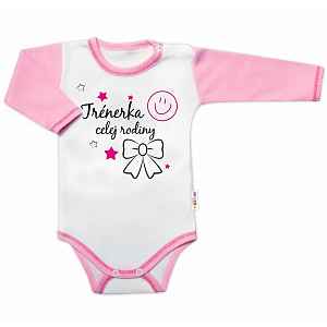 Baby Nellys Body dlouhý rukáv s vtipným textem  Trenérka celej rodiny vel.  68