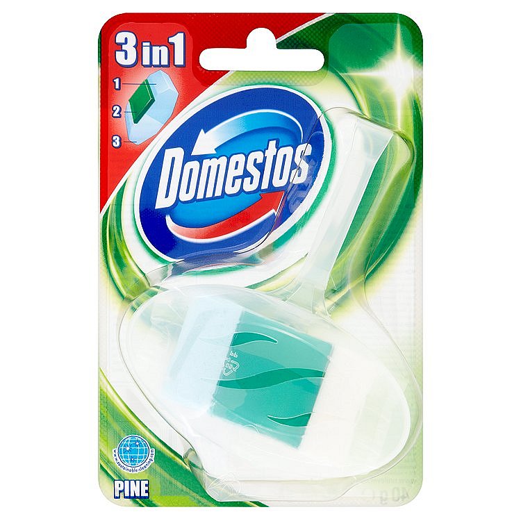 Domestos 3 v 1, tuhý toaletní blok 40 g, Pine