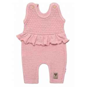 Baby Nellys Pletené láclové kalhoty Girl s volánkem,  pudrově růžové
