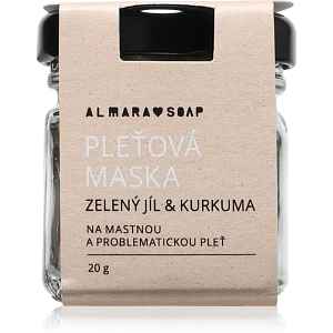 Almara Soap Face Green Clay & Turmeric čisticí pleťová maska pro mastnou a problematickou pleť 20 g