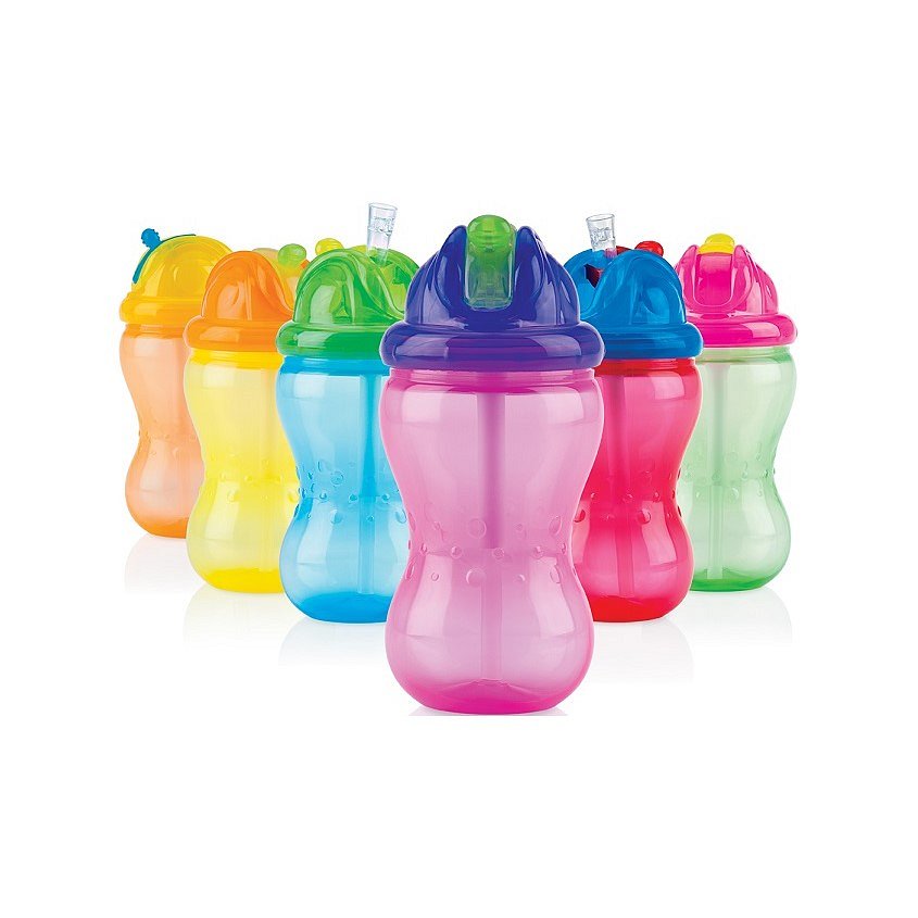 NUBY Hrneček netekoucí se sklápěcím brčkem a regulovatelným průtokem 360 ml, 12 m+