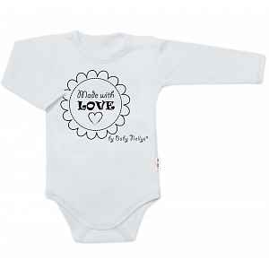 Baby Nellys Body dlouhý rukáv Made with love,  šedé vel.  62