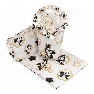 Baby Nellys Sada pro panenku 3D - zavinovačka, peřinka a polštářek, Myška retro