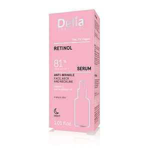 Delia Retinol Sérum proti vráskám na obličej, krk a dekolt 30 ml