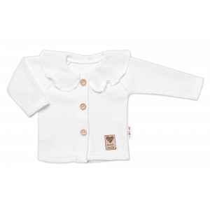 Baby Nellys Pletený svetřík s volánkem Girl,  bíly