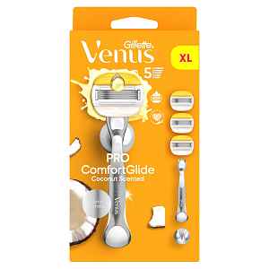 Gillette Venus Pro ComfortGlide Coconut holicí strojek, holicí hlavice + nástěnný držáček 3 ks