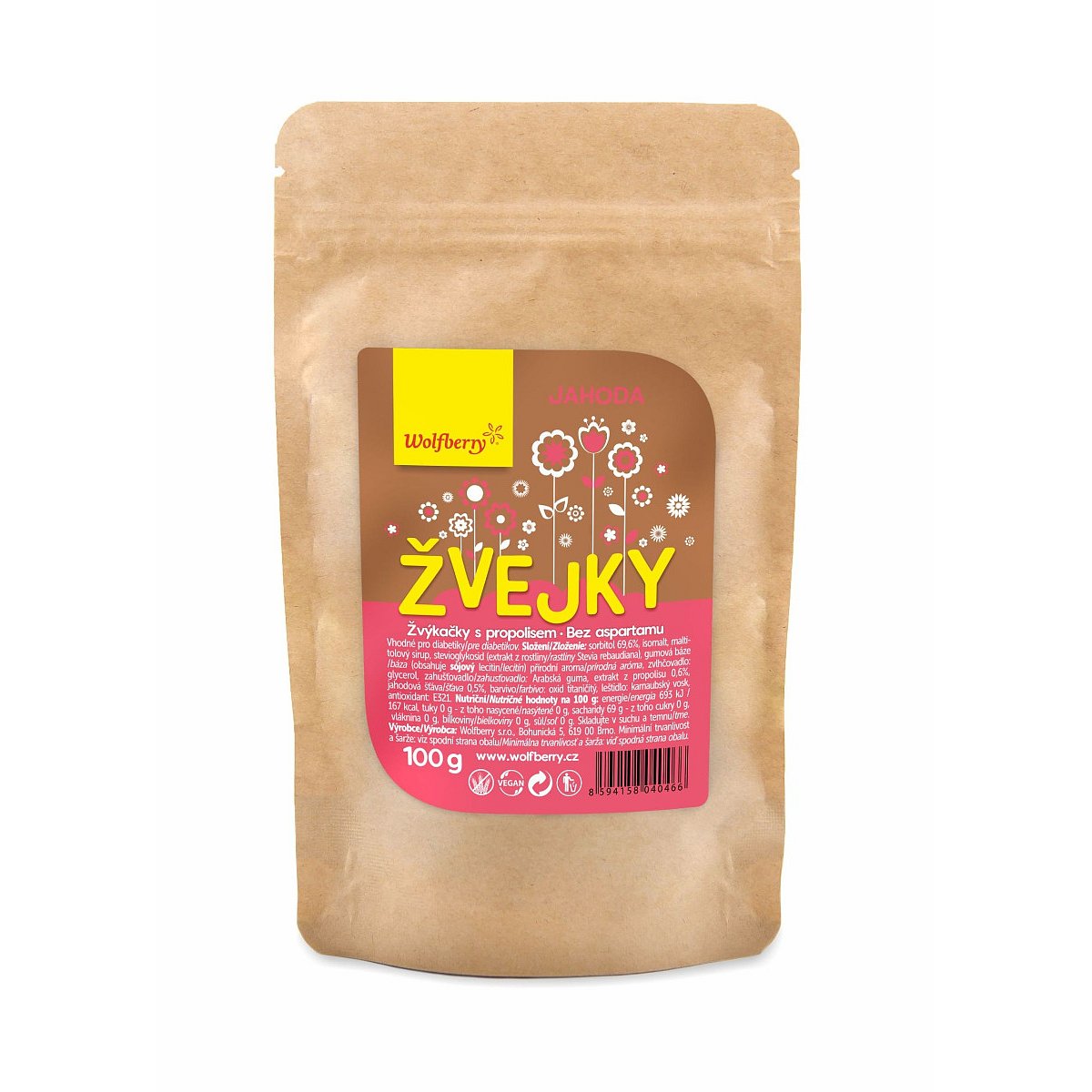 Wolfberry Žvejky s propolisem jahoda 100 g