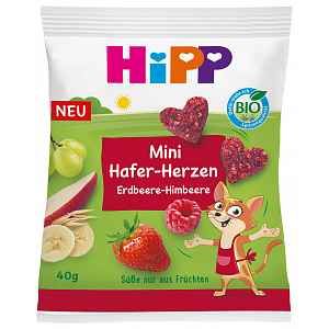 HiPP BIO Srdíčka ovocno-obilná Jahoda-Malina od uk. 1. roku, 40 g