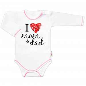 Baby Nellys Body dlouhý rukáv  I love mom & dad vel.  74