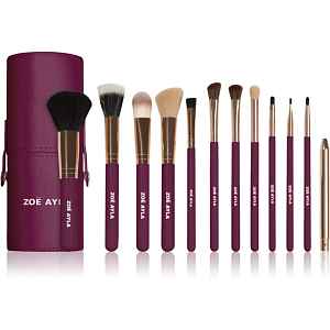 Zoë Ayla 12 Piece Makeup Brush Set Dark Plum sada štětců s pouzdrem