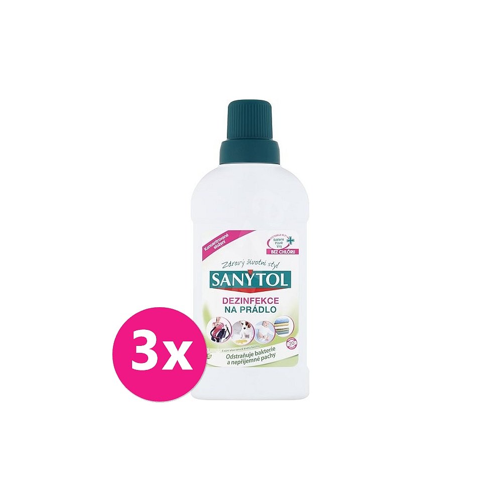 3x SANYTOL Dezinfekce na prádlo Aloe Vera 500 ml