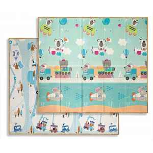 Milly Mally Oboustranná skládací pěnová podložka pro děti 197 × 177 cm - cirkus a cestování