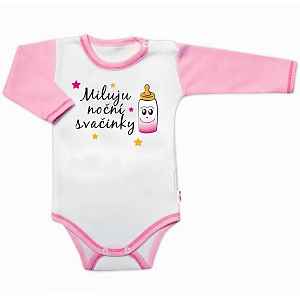 Baby Nellys Body dl. rukáv s vtip. textem   Miluju noční svačinky vel.  74, holka