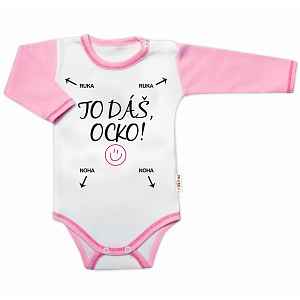 Baby Nellys Body dlouhý rukáv s vtipným textem  TO DÁŠ OCKO vel.  74, holka