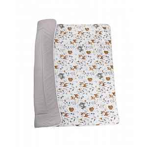 Bomimi HRACÍ deka 120x120, bavlna, oboustranná lesní zvířátka, béžová