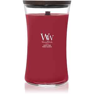 Woodwick Velvet Plum vonná svíčka s dřevěným knotem 609 g
