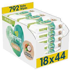 Pampers Pampers Harmonie Coconut Plastic Free Vlhčené ubrousky 18 x 44 ks