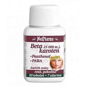 MedPharma Beta karoten 25 000 m.j. s Panthenolem + PABA, 37 tbl.