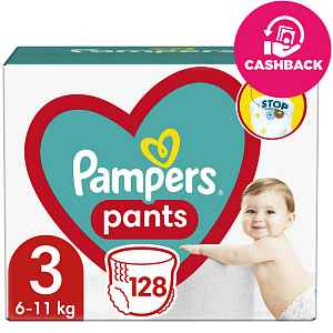 PAMPERS Pants 3 (6-11 kg) 128 ks Midi Mega box - plenkové kalhotky