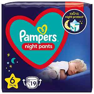 PAMPERS Night Pants Plenkové Kalhotky Velikost 6, 19 ks, 15 kg+