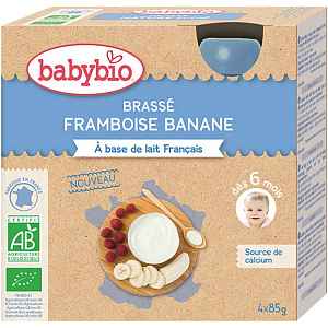 BABYBIO Mléčný dezert malina banán 4x85 g