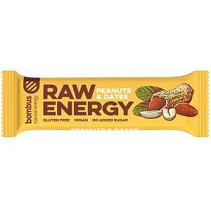 Bombus, tyčinka Raw energy, peanut+dates 5x50g