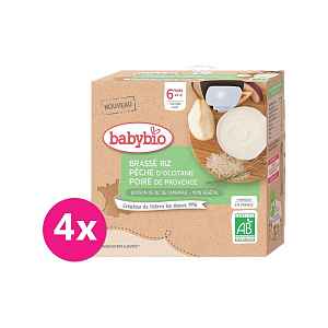 4 x BABYBIO Rýžová kaše s broskví a hruškou 85 g