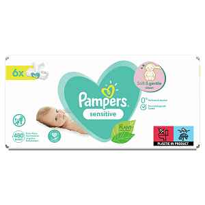Pampers Sensitive Baby Dětské Čisticí Ubrousky 6x80ks